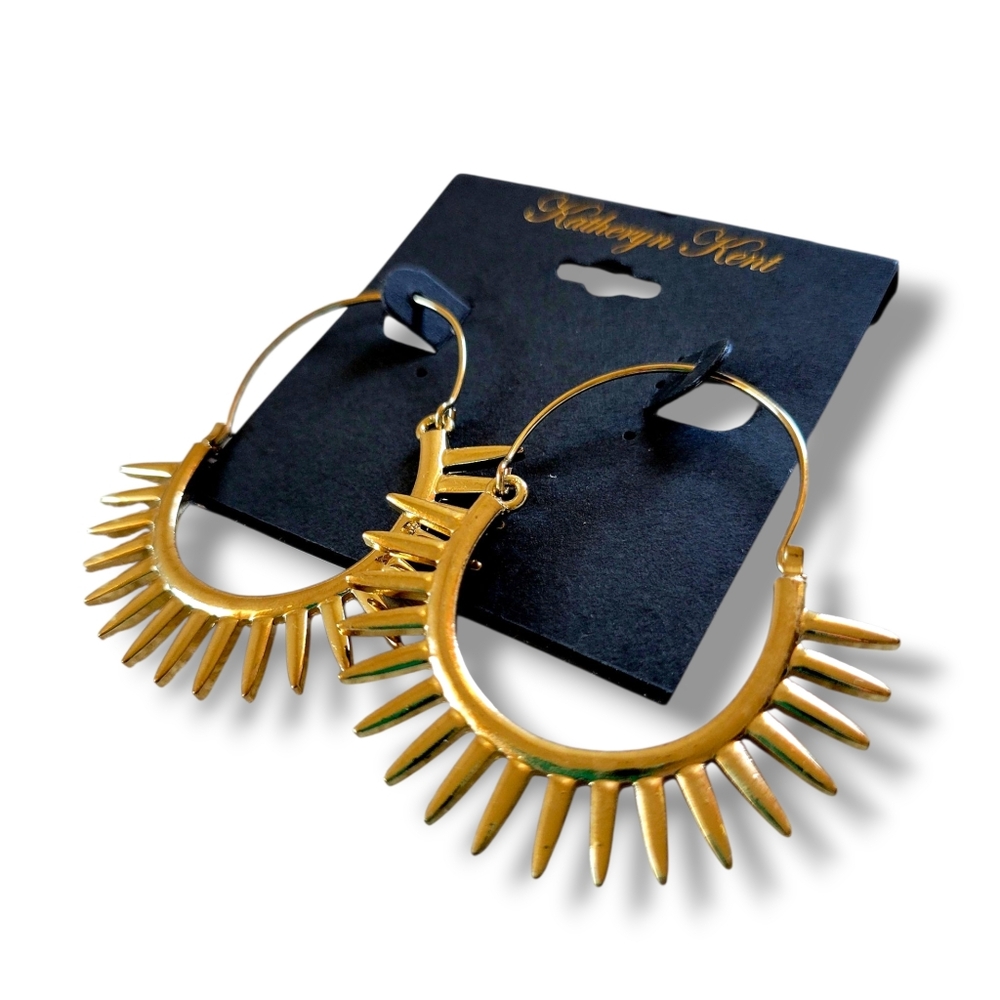✨️HP✨️Katheryn Kent | NWT Gorgeous Edgy Gold Spiked Hoop Earrings